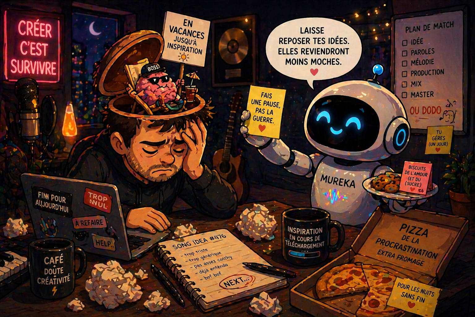 Studio nocturne de création détendue