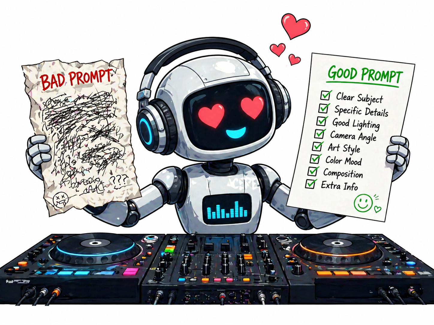 Robot DJ compares prompt styles