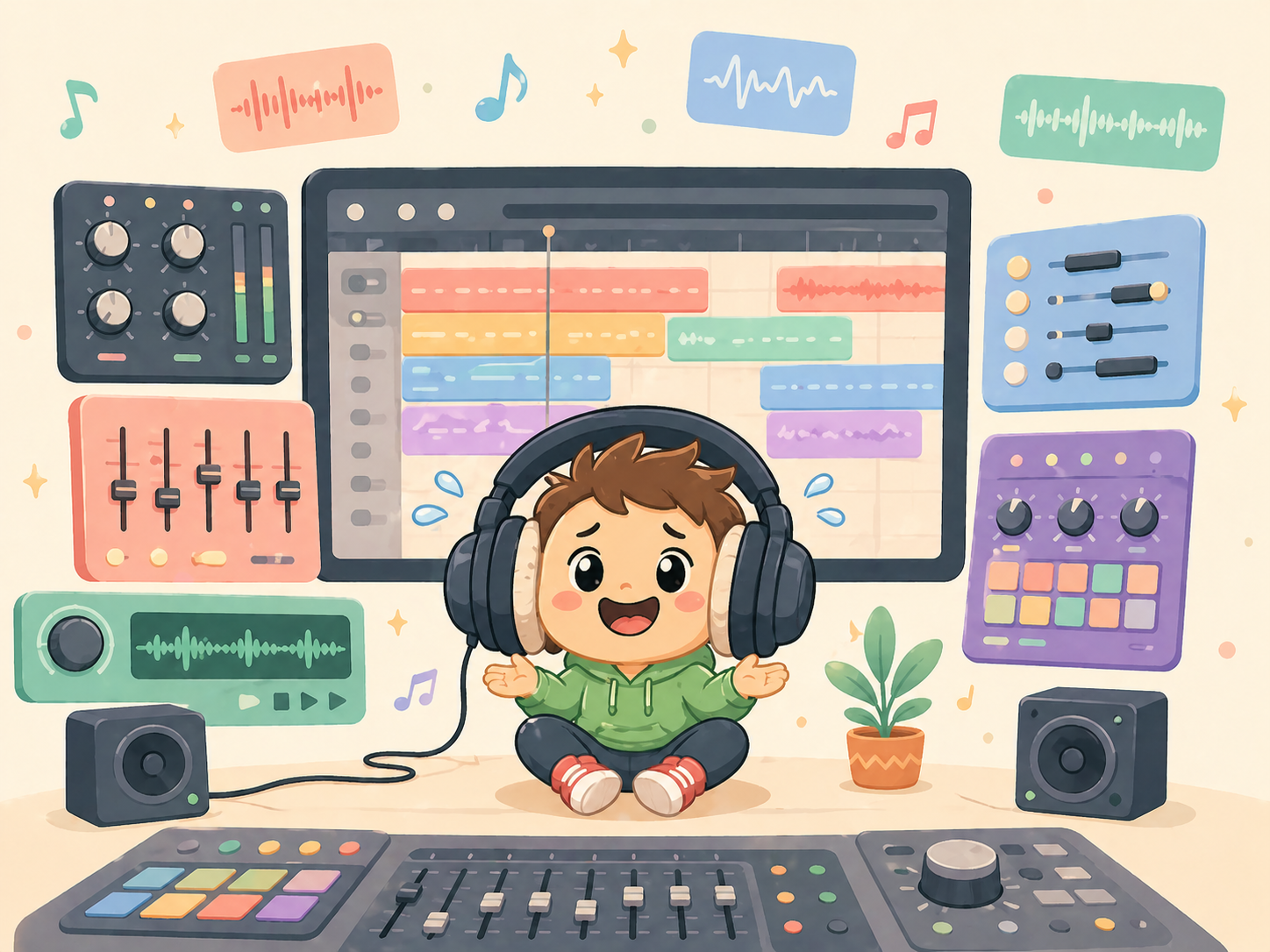 Studio de musique pastel et ludique